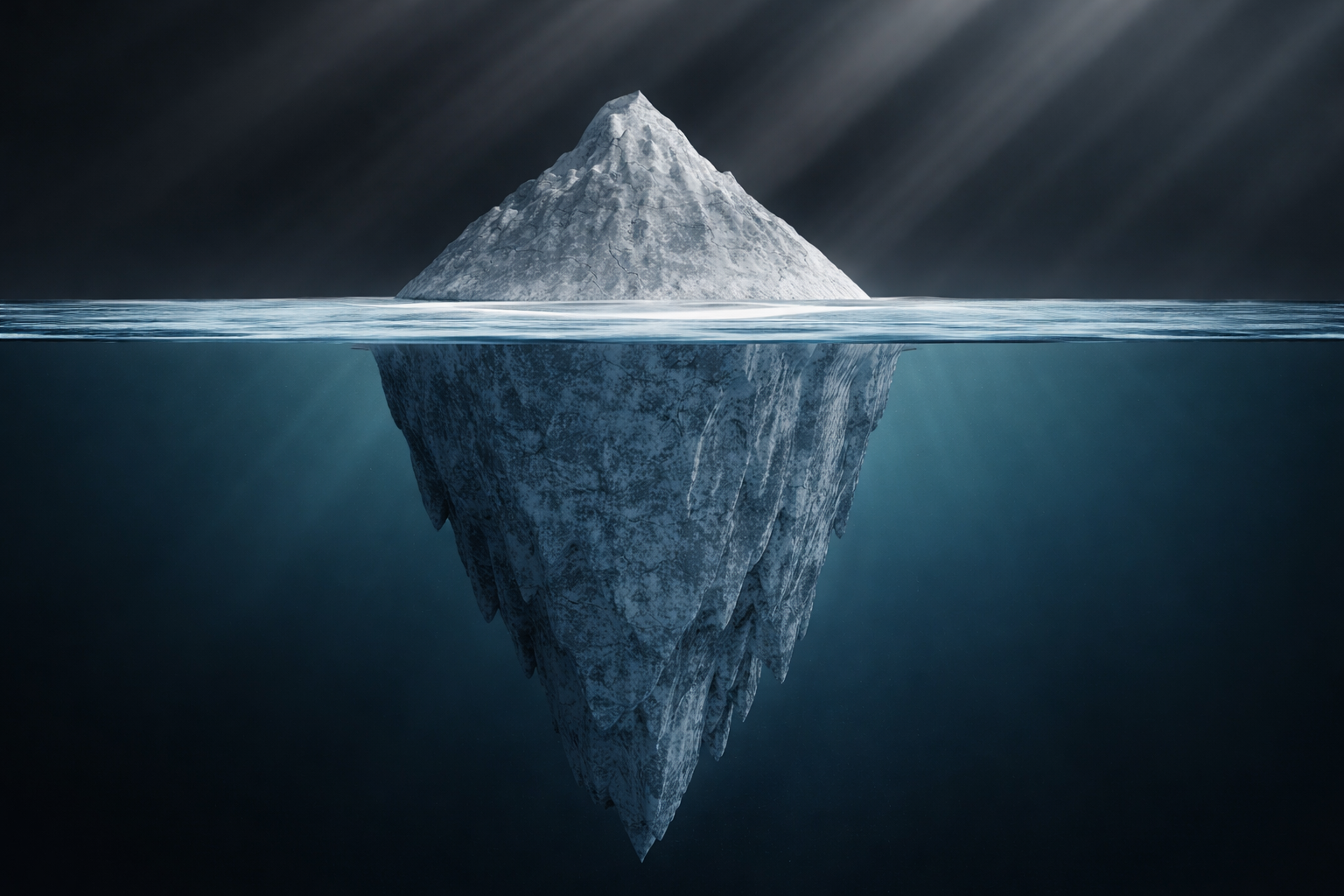 Iceberg above and below the waterline